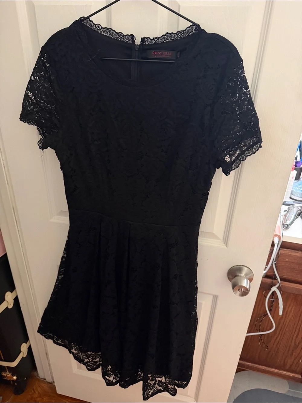 Black Lace Skater Dress